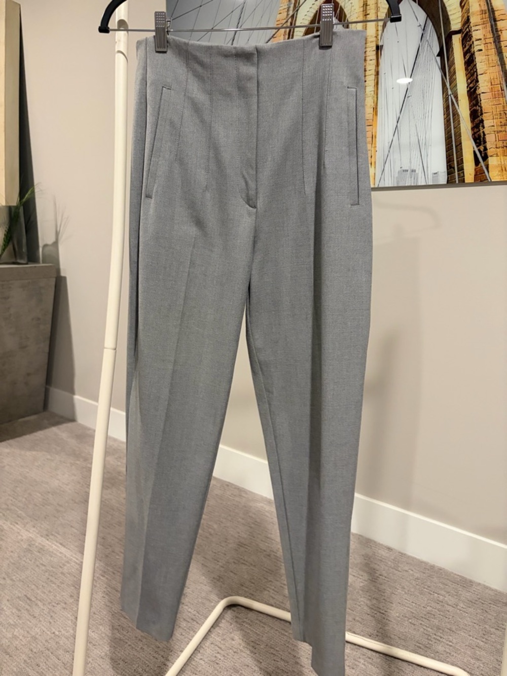 Zara Light Gray High Waisted Pant